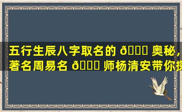 五行生辰八字取名的 🐝 奥秘，著名周易名 🐕 师杨清安带你探索！